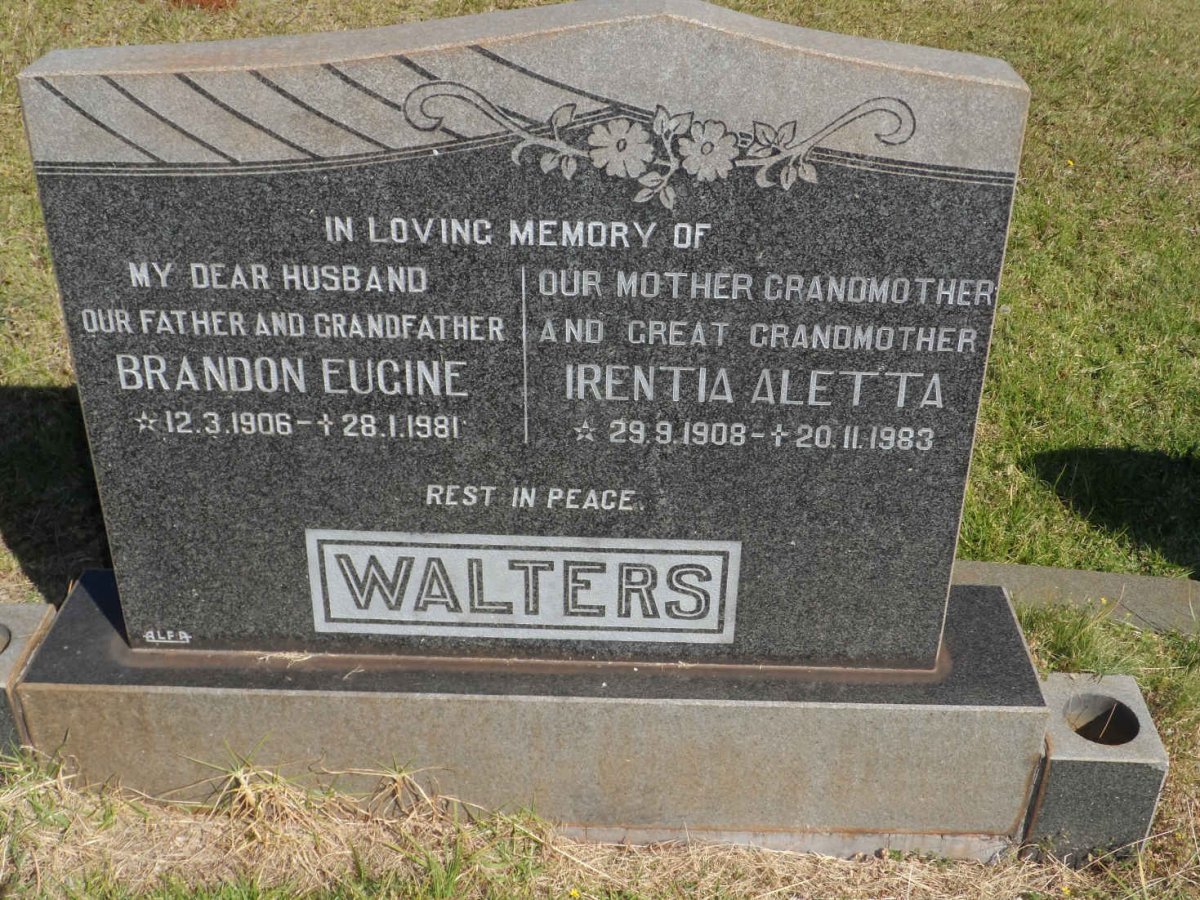 WALTERS Brandon Eugine 1906-1981 &amp; Irentia Aletta 1908-1983