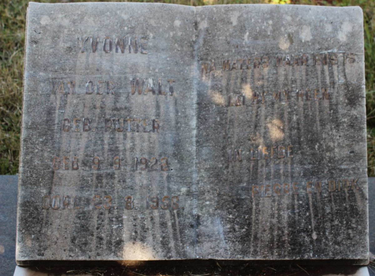 WALT Yvonne, van der nee PUTTER 1922-1956