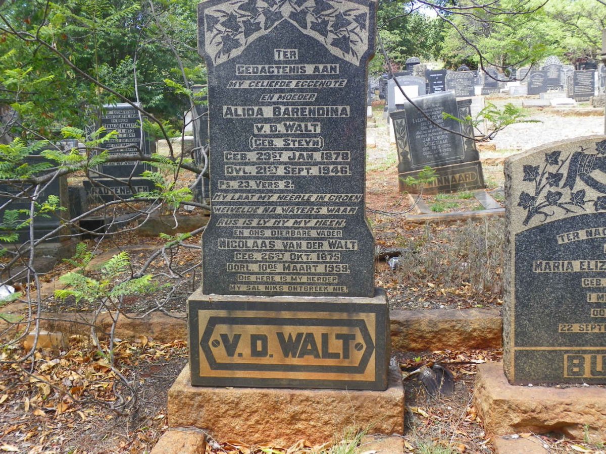 WALT Nicolaas, van der 1875-1959 &amp; Alida Barendina STEYN 1878-1946