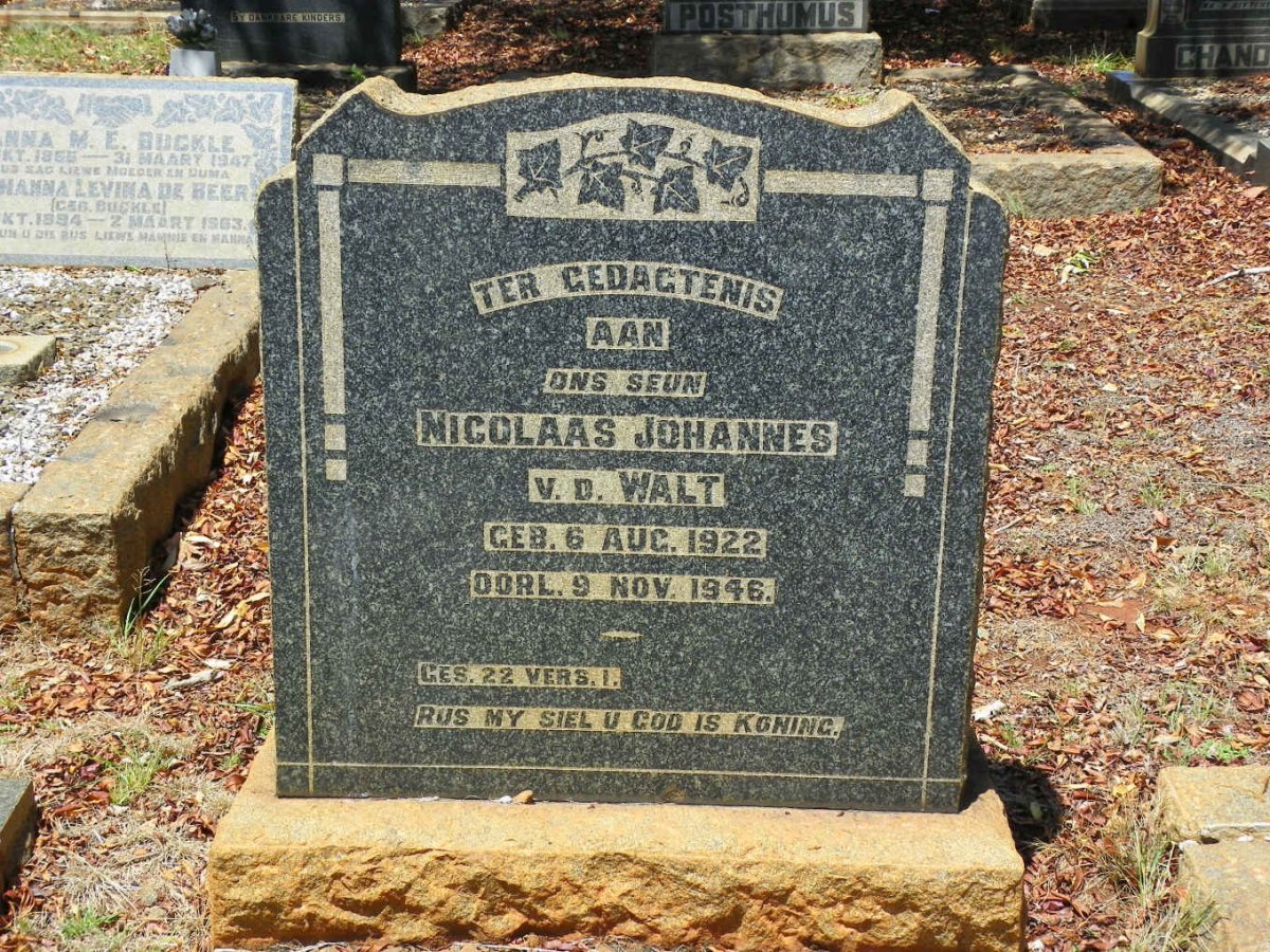 WALT Nicolaas Johannes, v.d. 1922-1946