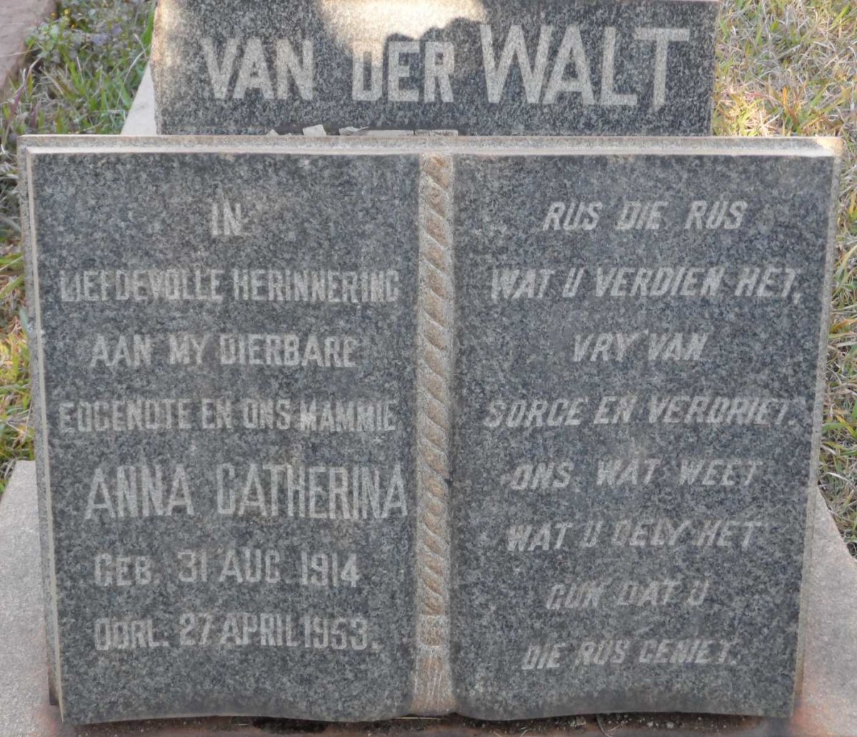 WALT Anna Catherina, van der 1914-1953