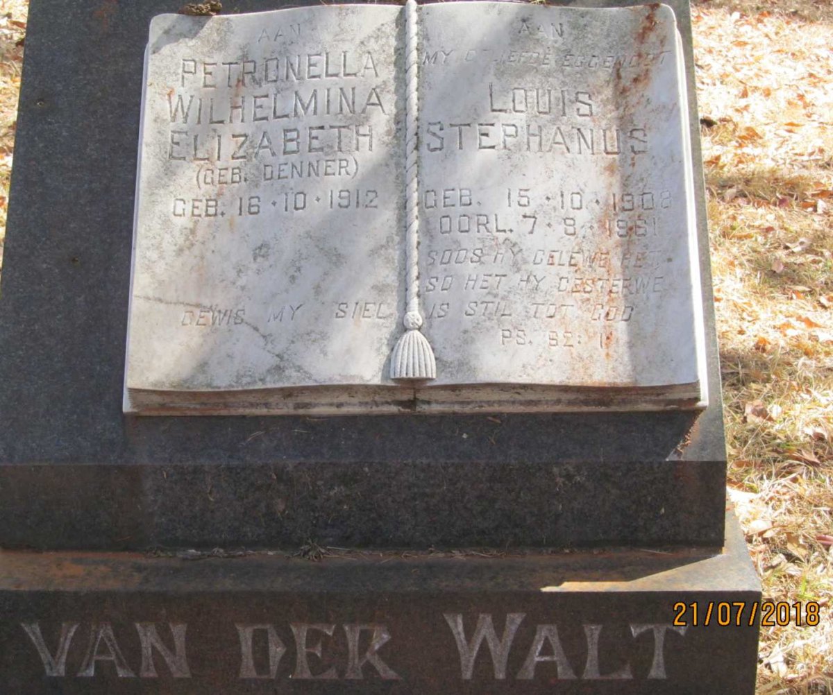 WALT Louis Stephanus, van der 1908-1961 &amp; Petronella Wilhelmina Elizabeth DENNER 1912-