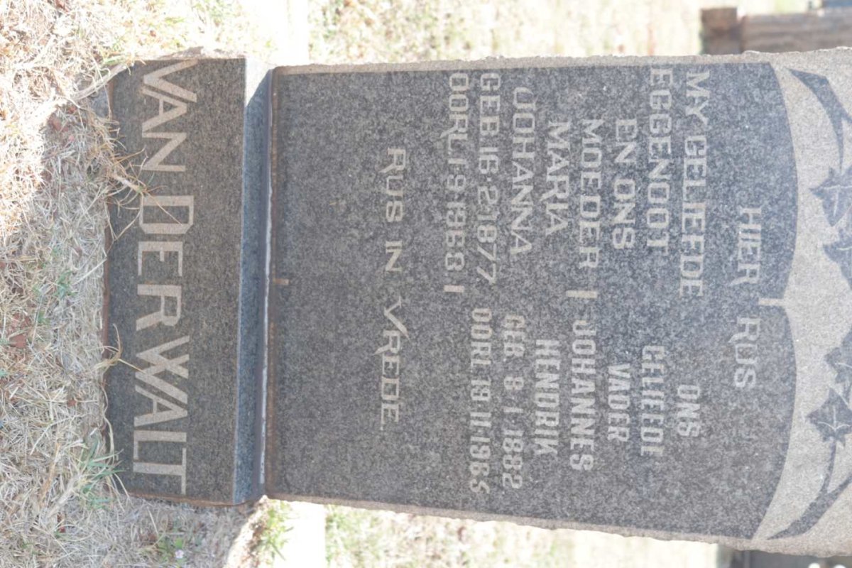 WALT Johannes Hendrik, van der 1882-1965 &amp; Maria Johanna 1877-1963