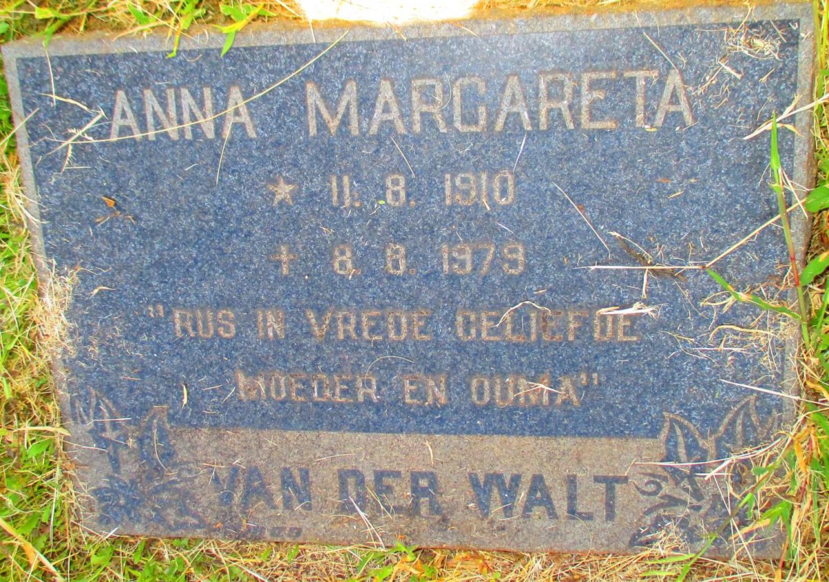 WALT Anna Margareta, van der 1910-1979