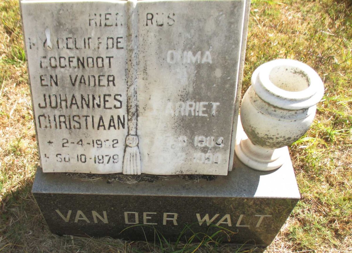 WALT Johannes Christiaan, van der 1902-1979 &amp; Harriet 1904-1990