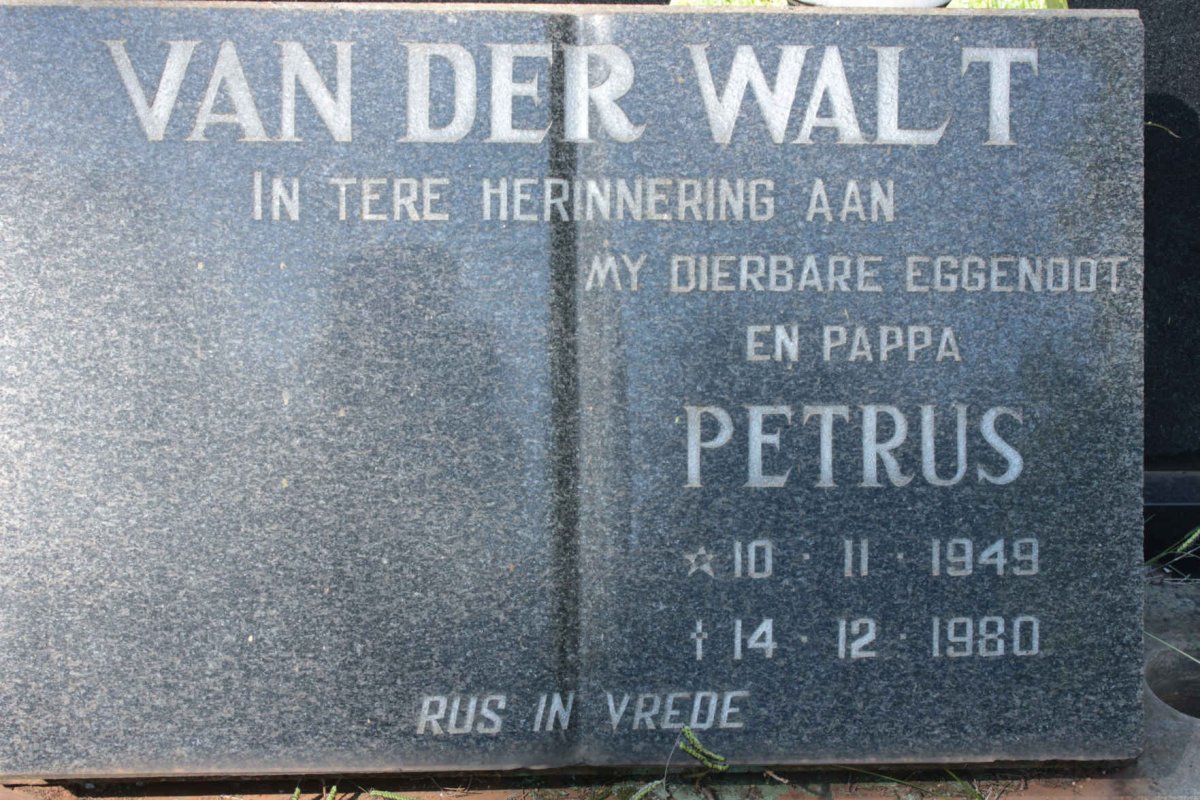 WALT Petrus, van der 1949-1980