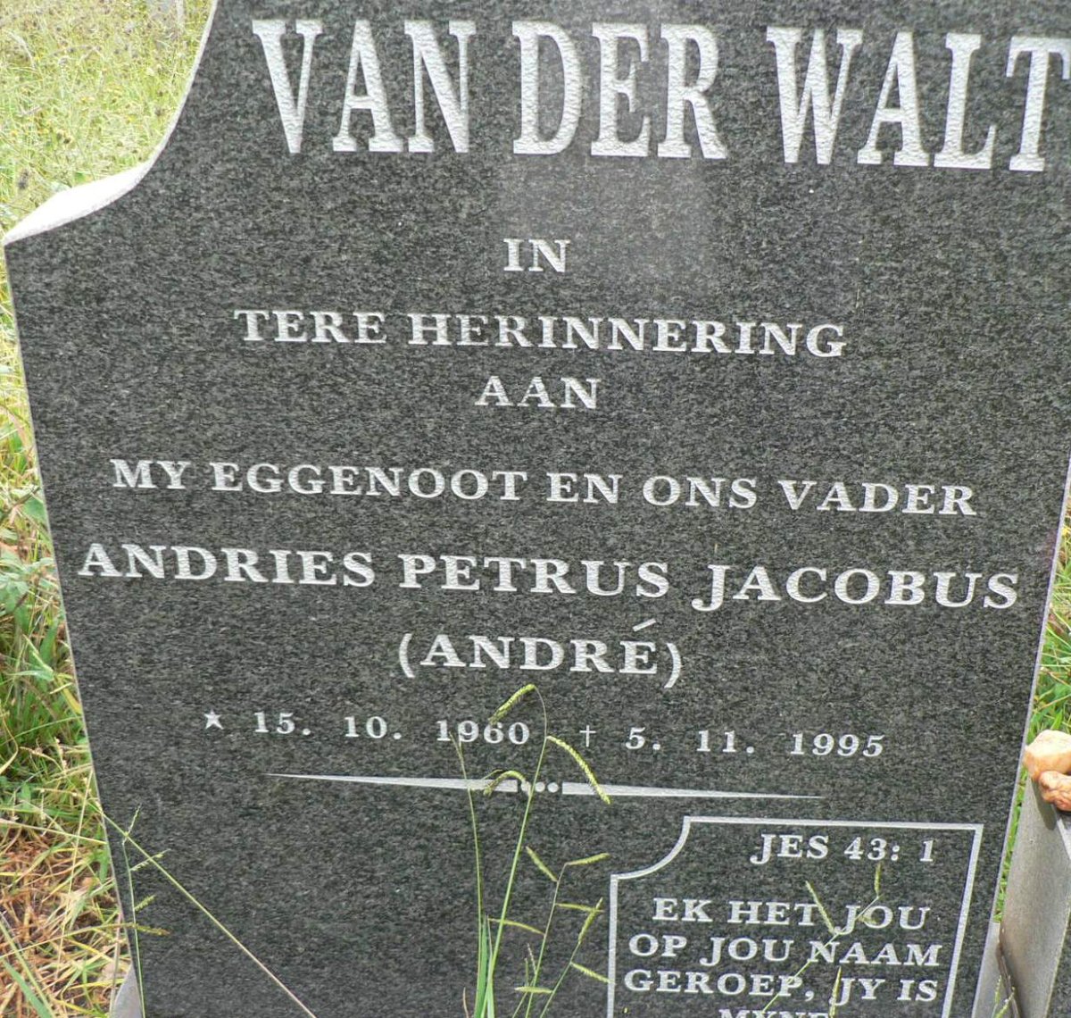 WALT Andries Petrus Jacobus, van der 1960-1995
