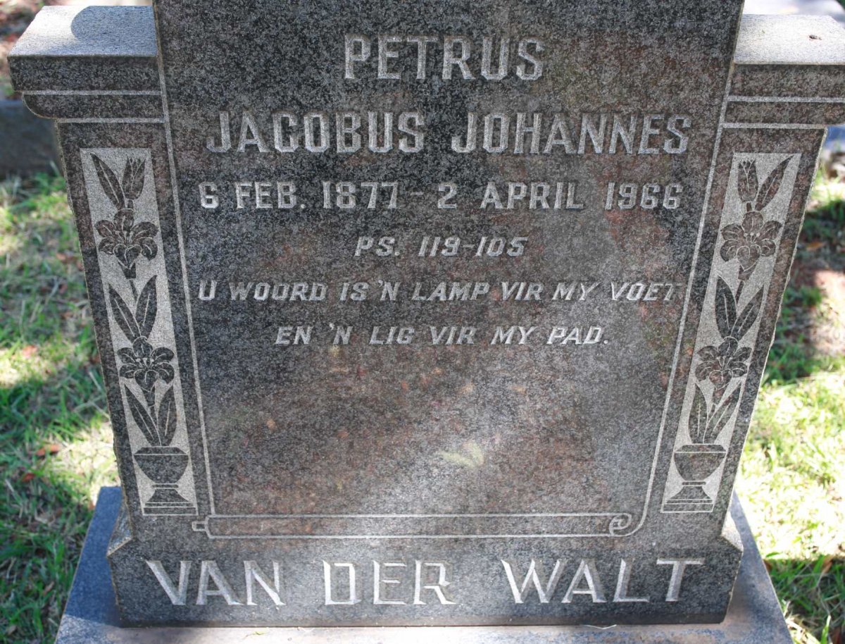 WALT Petrus Jacobus Johannes, van der 1877-1966