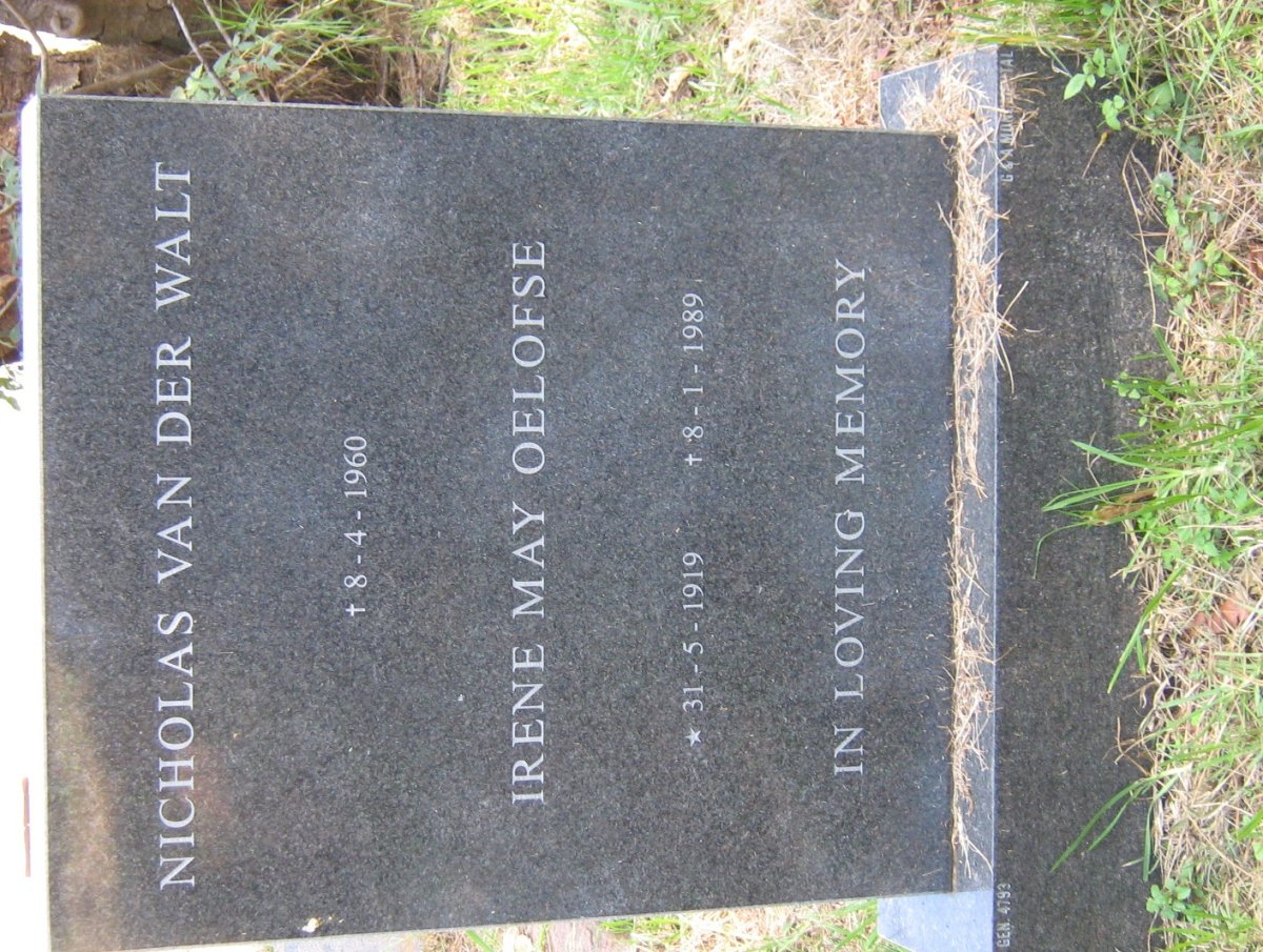 WALT Nicholas, van der -1960 :: OELOFSE Irene May 1919-1989