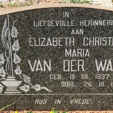 WALT Elizabeth Christina Maria, van der 1897-1986
