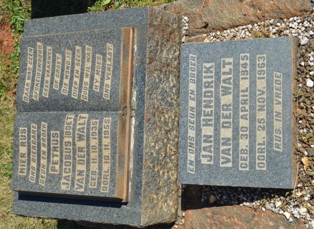 WALT Petrus Jacobus, van der 1935-1955 :: VAN DER WALT Jan Hendrik 1945-1963