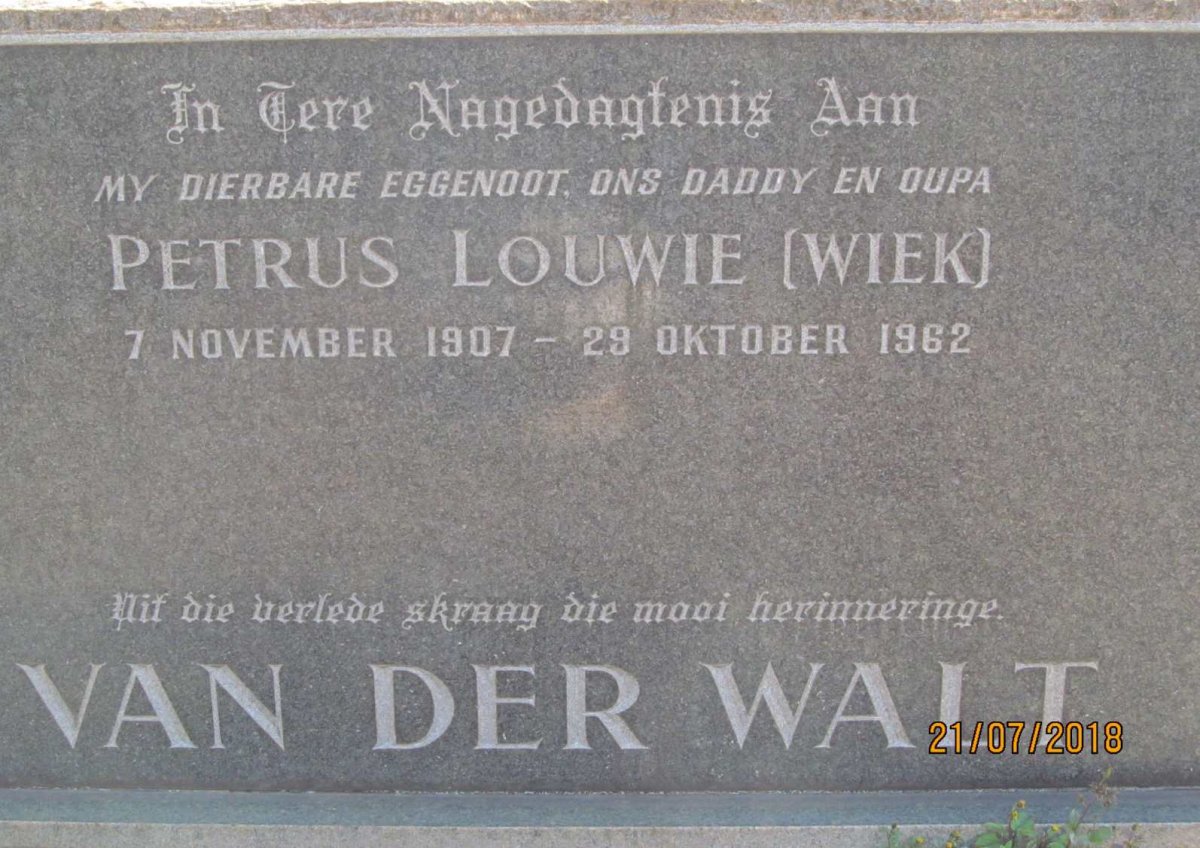 WALT Petrus Louwie, van der 1907-1962
