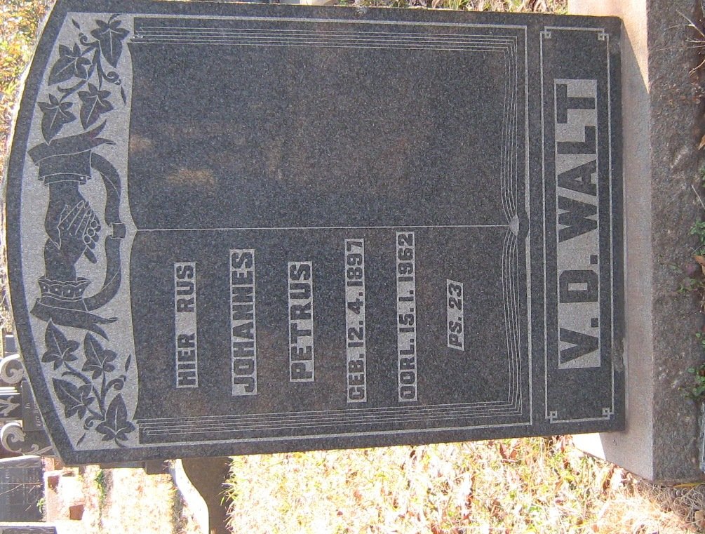 WALT Johannes Petrus, v.d. 1897-1962