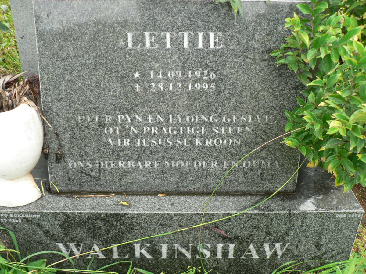 WALKINSHAW Lettie 1926-1995