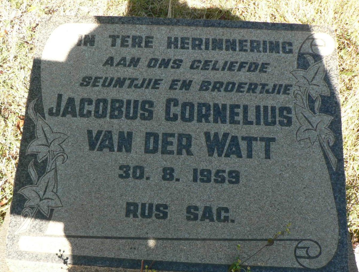 WATT Jacobus Cornelius, van der -1959