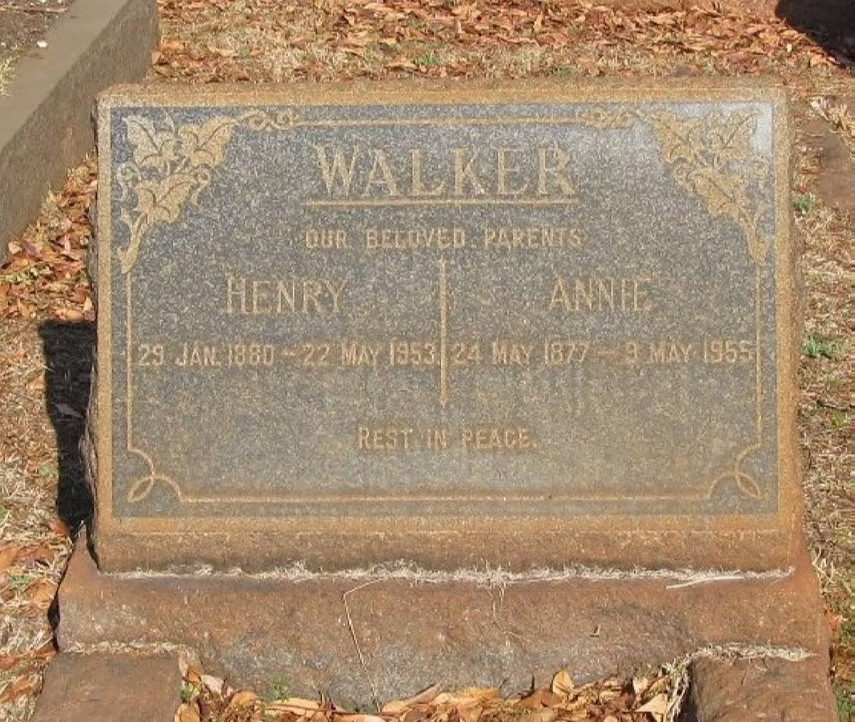 WALKER Henry 1880-1953 &amp; Annie 1877-1955