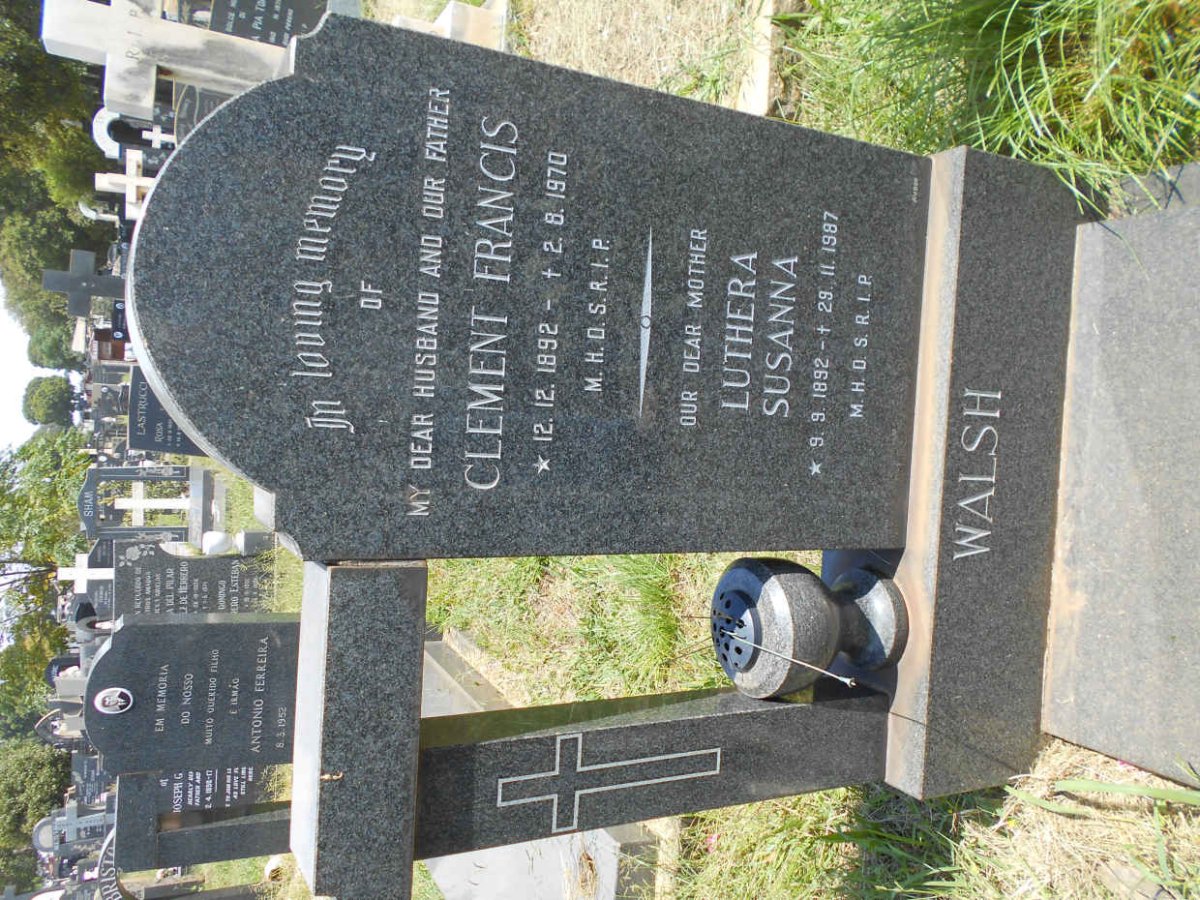 WALSH Clement Francis 1892-1970 &amp; Luthera Susanna 1892-1987