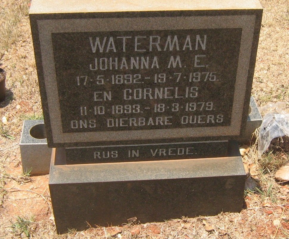 WATERMAN Cornelis 1893-1979 &amp; Johanna M.E. 1892-1975