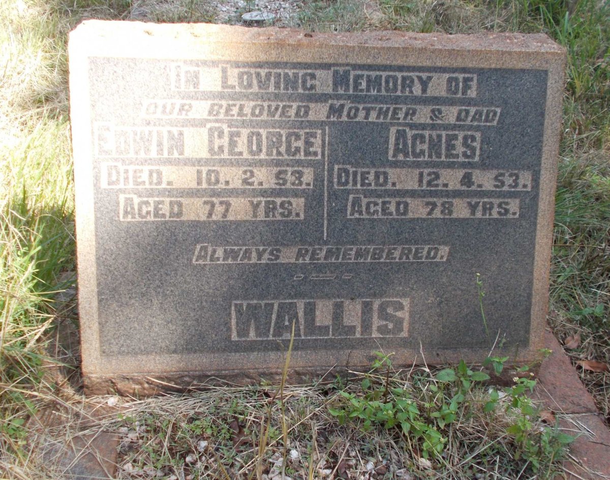 WALLIS Edwin George -1953 &amp; Agnes -1953