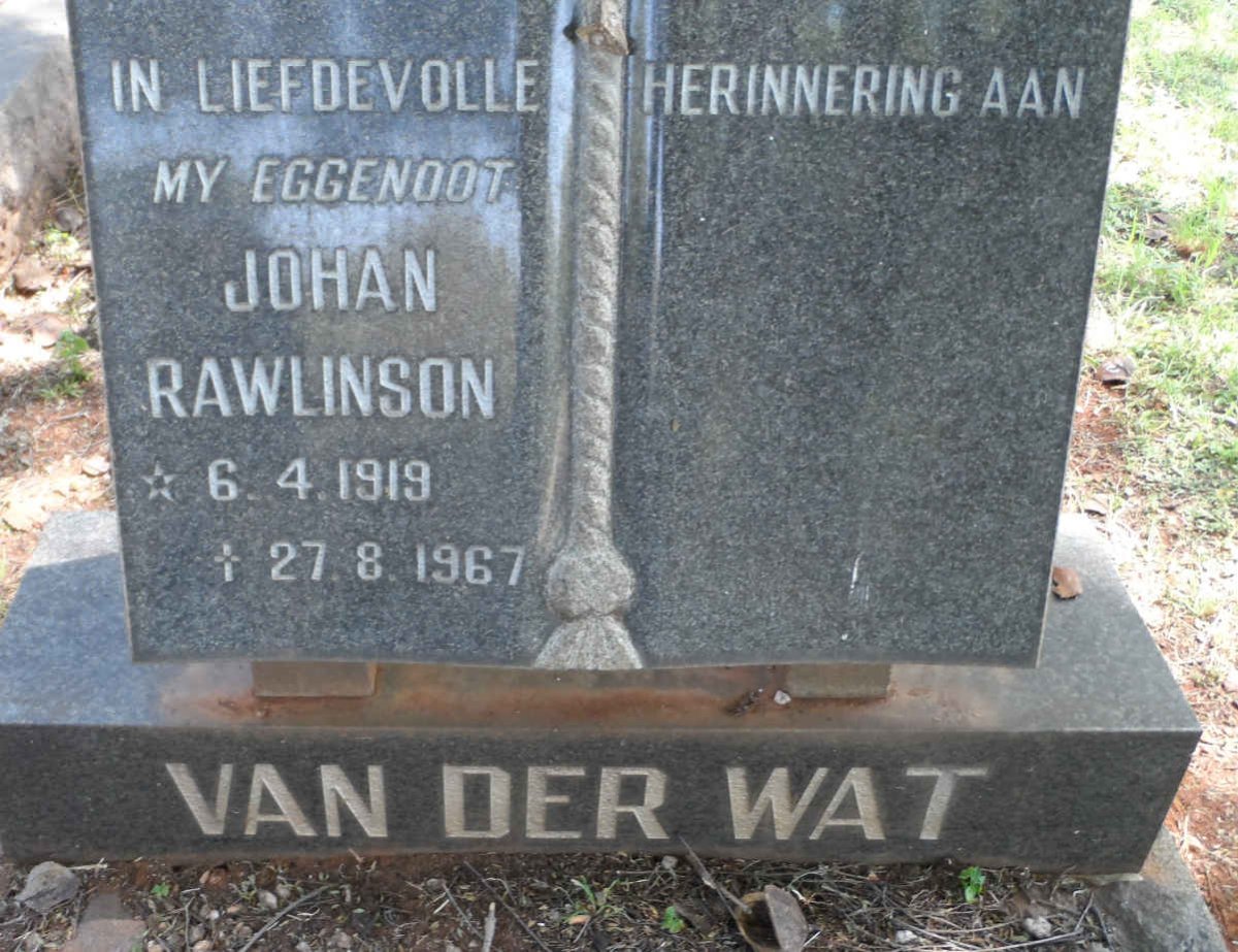 WAT Johan Rawlinson, van der 1919-1967