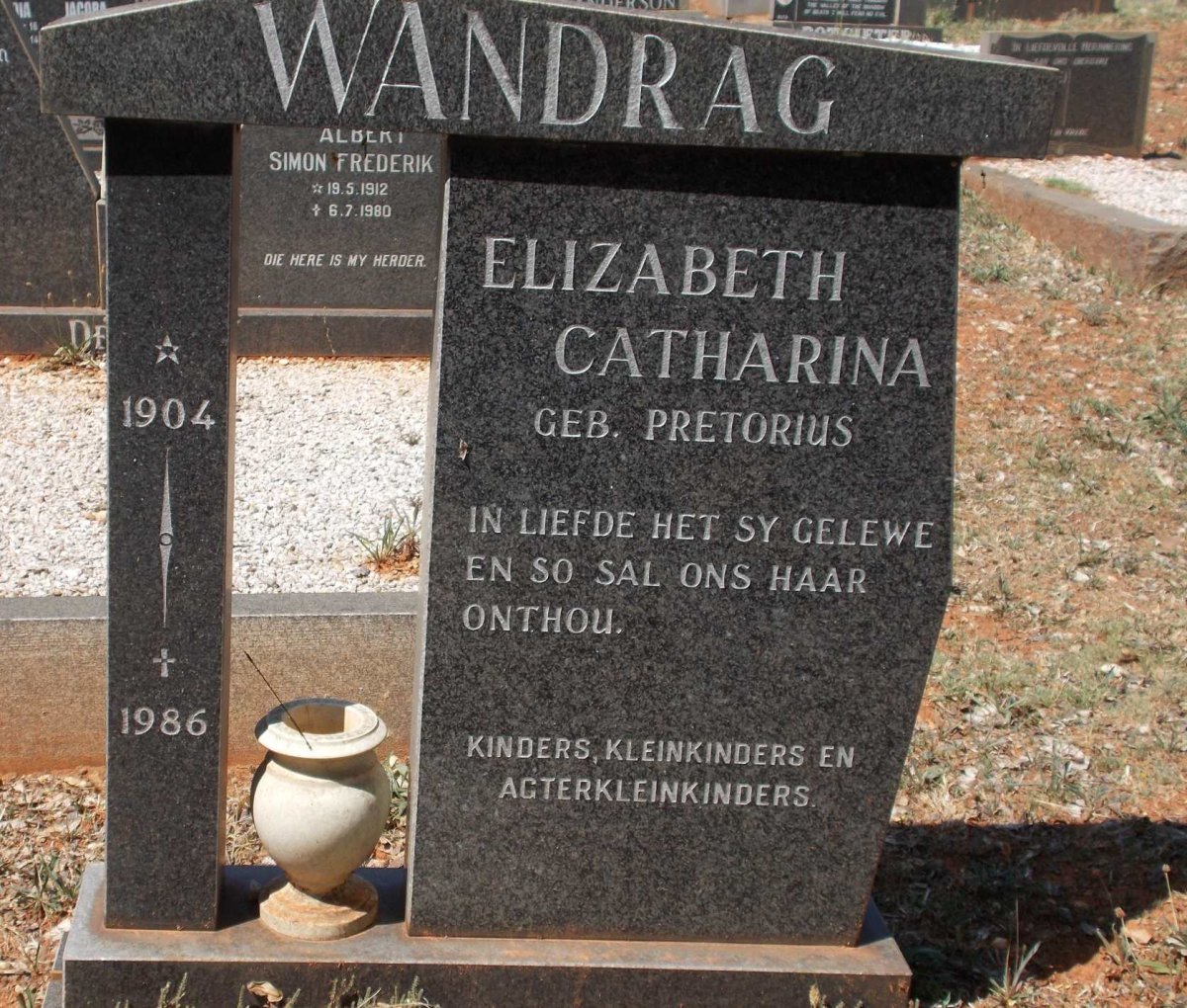 WANDRAG Elizabeth Catharina nee PRETORIUS 1904-1986