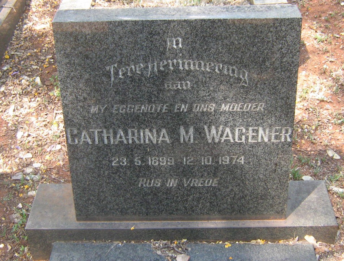 WAGENER Catharina M. 1899-1974