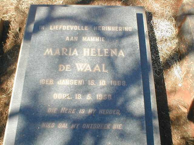 WAAL Maria Helena, de nee JANSEN 1888-1958