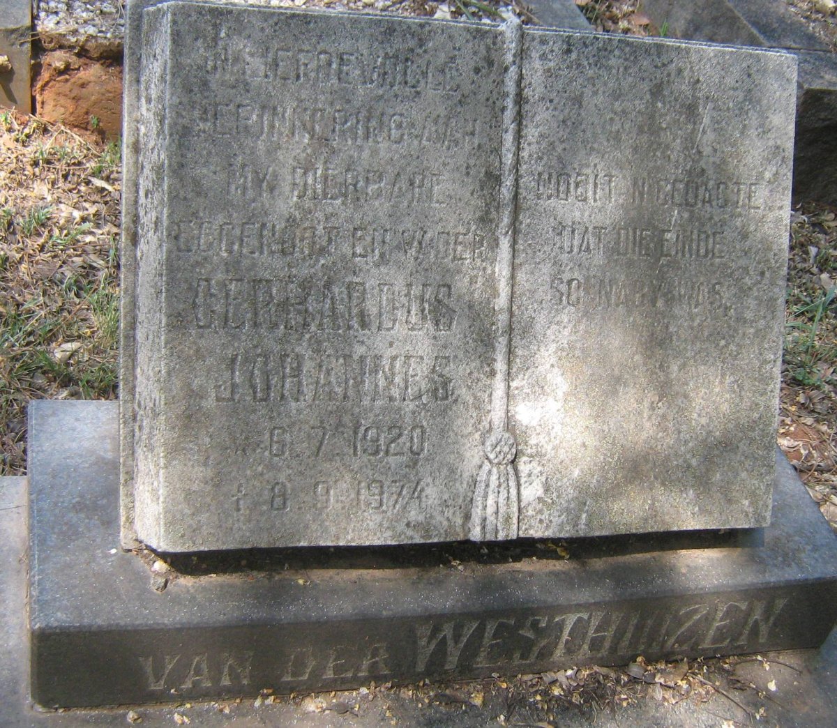 WESTHUIZEN Gerhardus Johannes, van der 1920-1974
