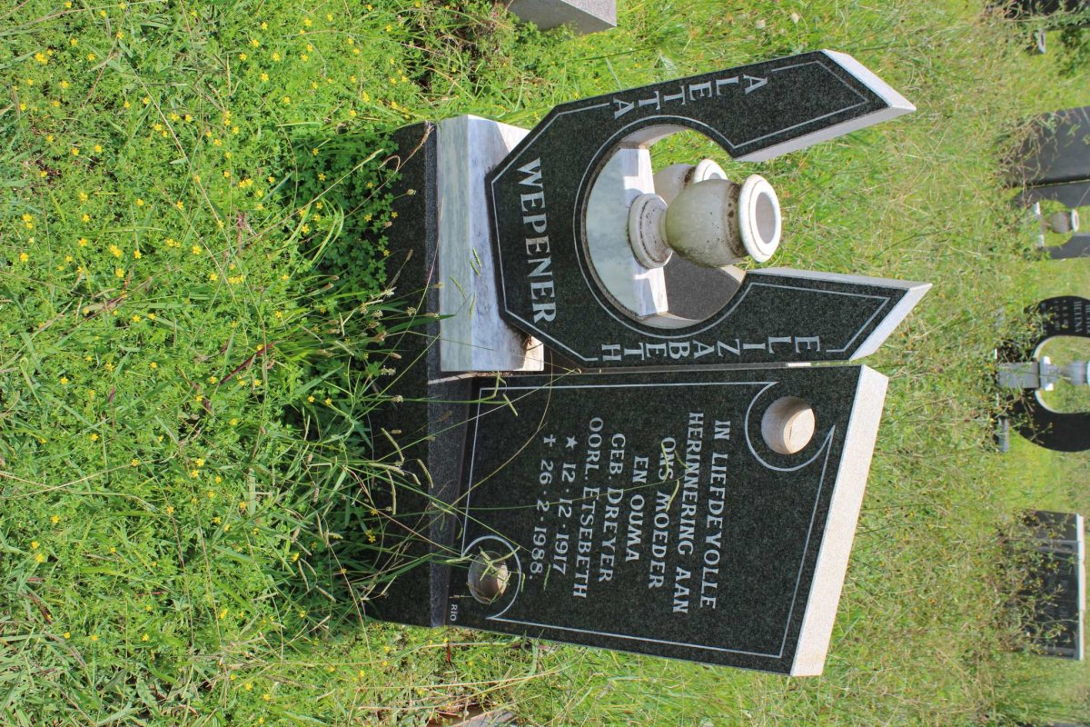 WEPENER Aletta Elizabeth nee DREYER 1917-1988