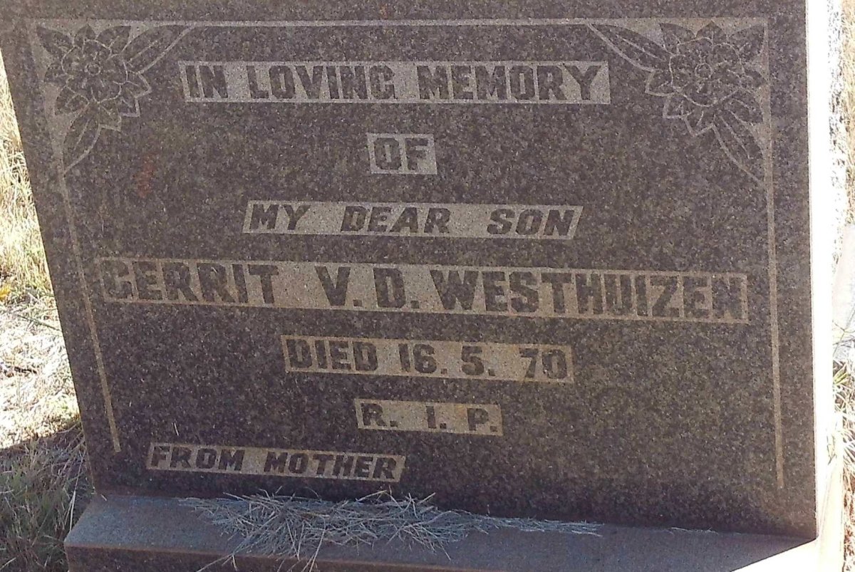 WESTHUIZEN Gerrit, v.d. -1970