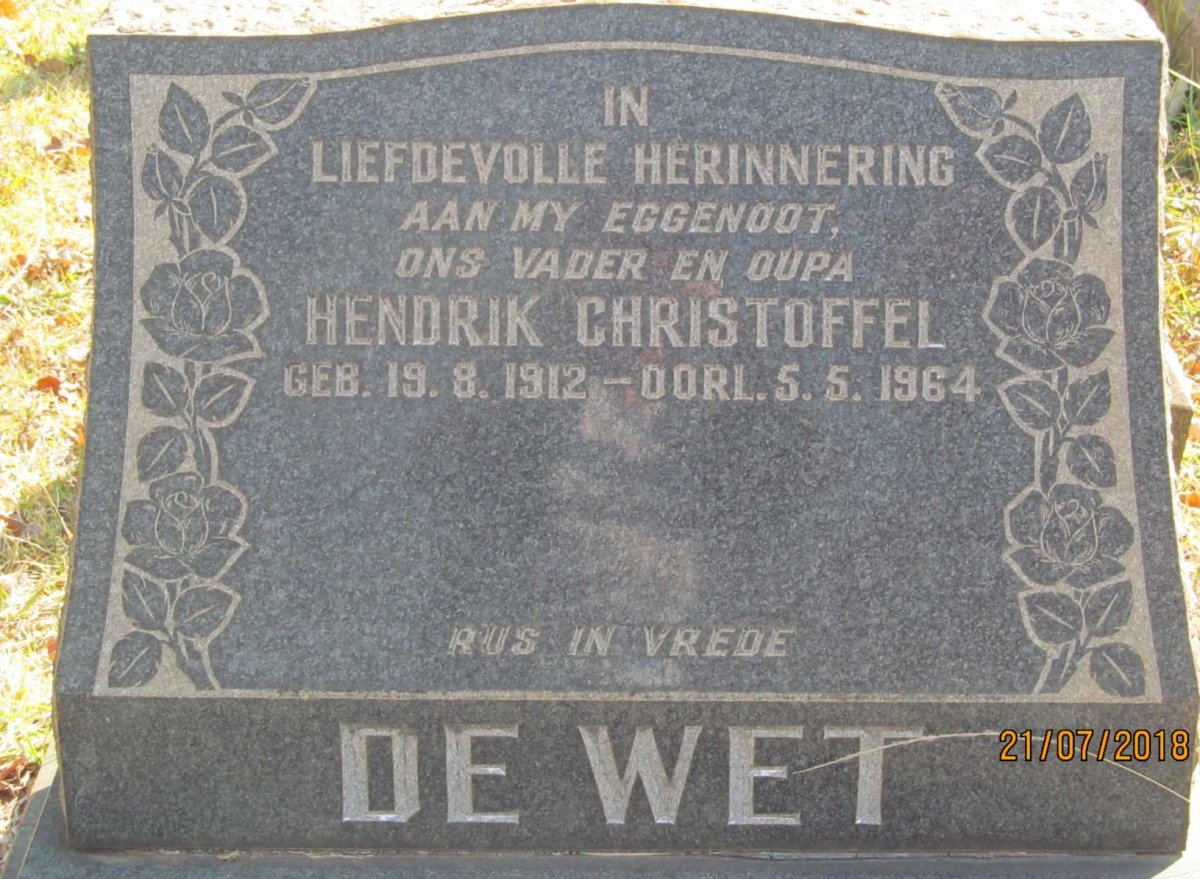 WET Hendrik Christoffel, de 1912-1964