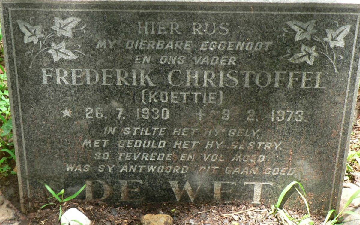WET Frederik Christoffel, de 1930-1973