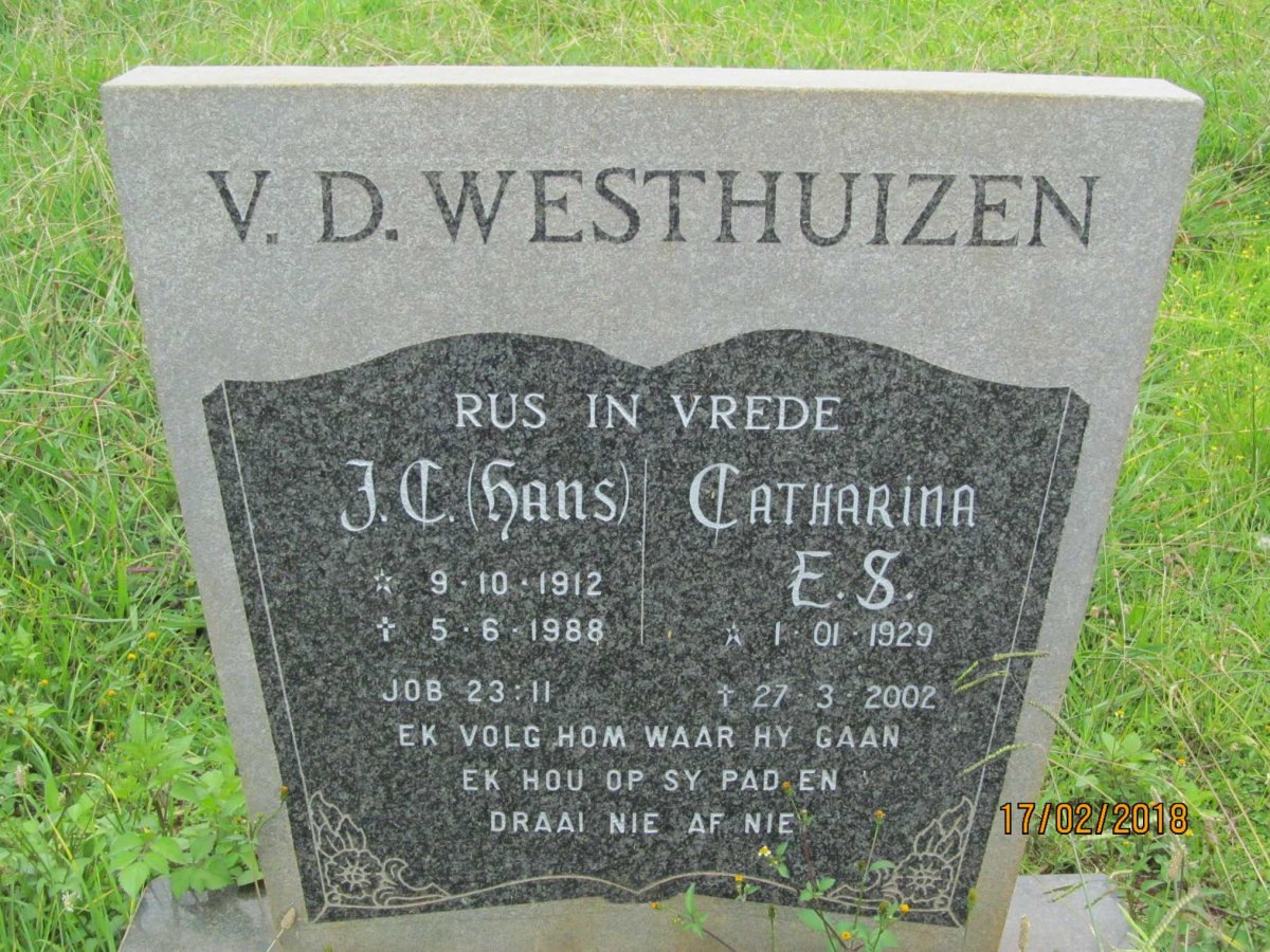 WESTHUIZEN J.C., van der 1912-1988 &amp; Catharina E.S. 1929-2002