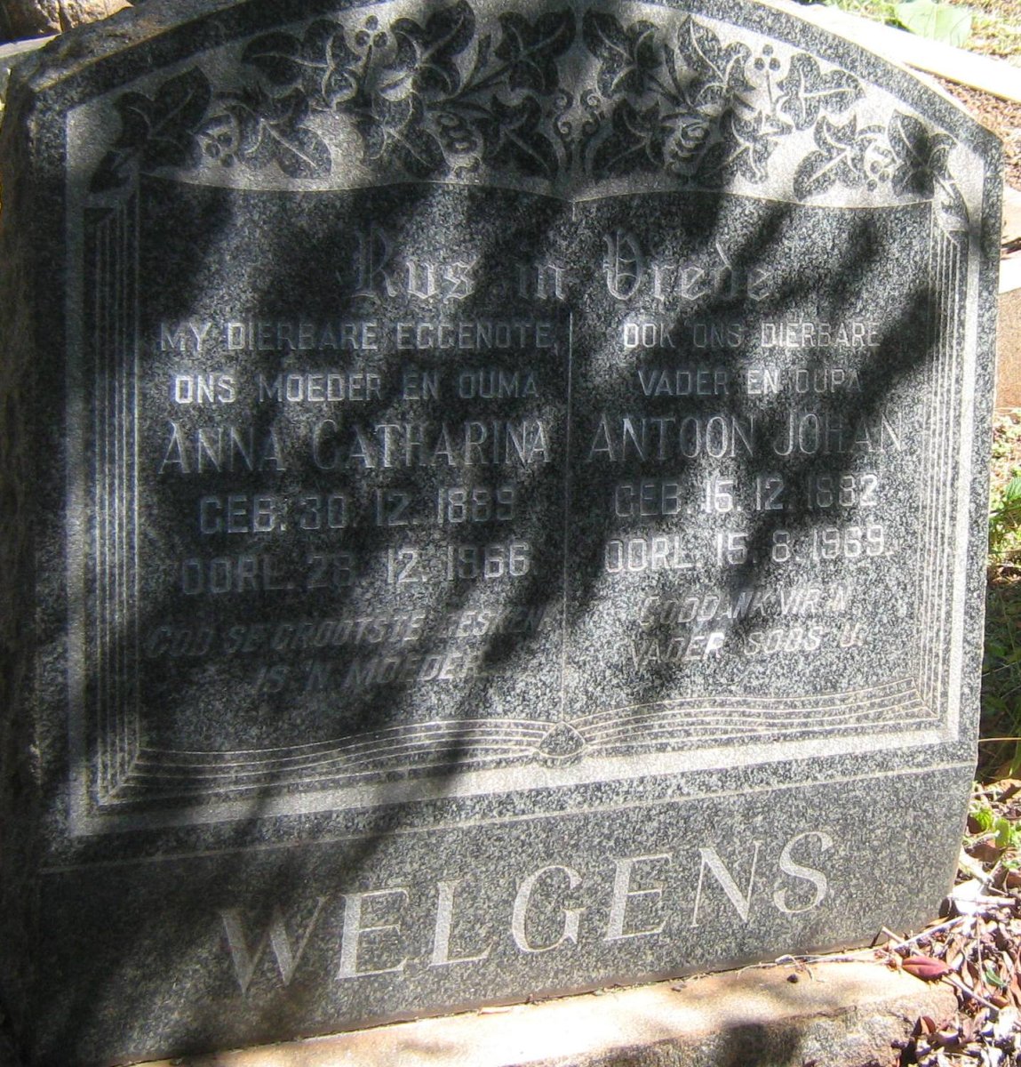 WELGENS Antoon Johan 1882-1969 &amp; Anna Catharina 1889-1966