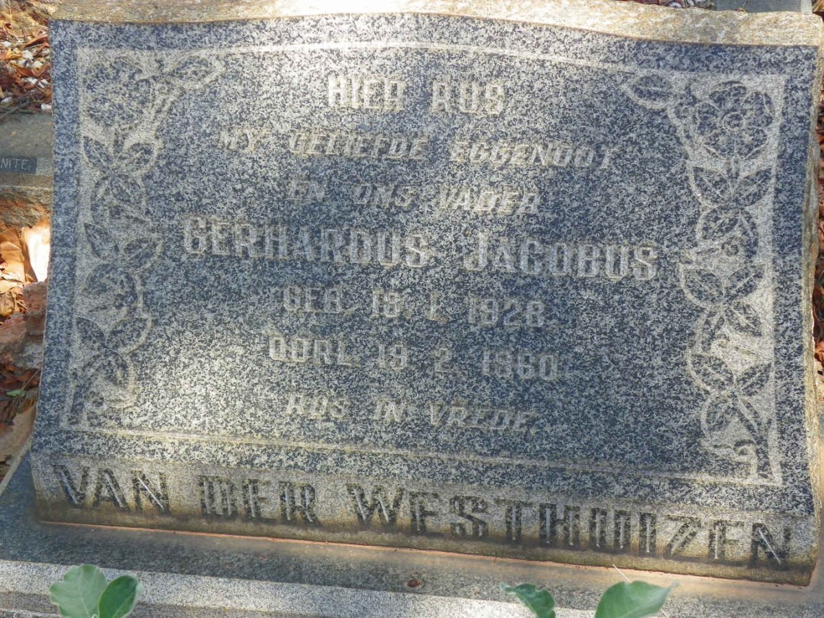WESTHUIZEN Gerhardus Jacobus, van der 1928-1960