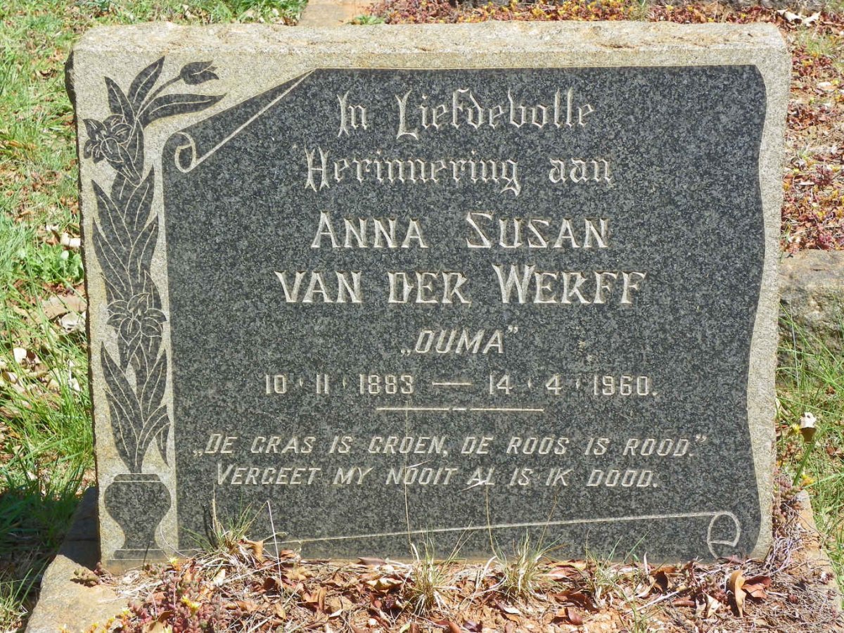 WERFF Anna Susan, van der 1883-1960