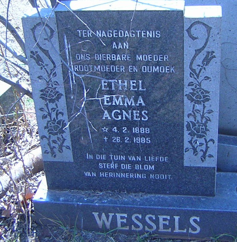 WESSELS Ethel Emma Agnes 1888-1985