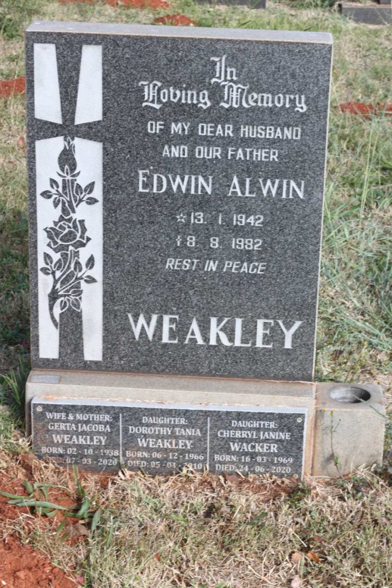 WEAKLEY Edwin Alwin 1942-1982 &amp; Gerta Jacoba 1938-2020