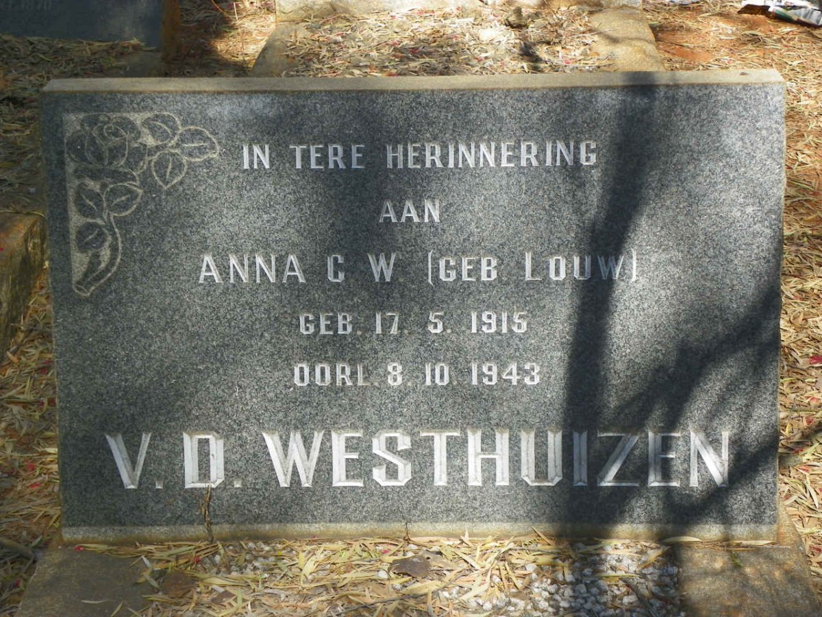 WESTHUIZEN Anna C.W., v.d. nee LOUW 1915-1943