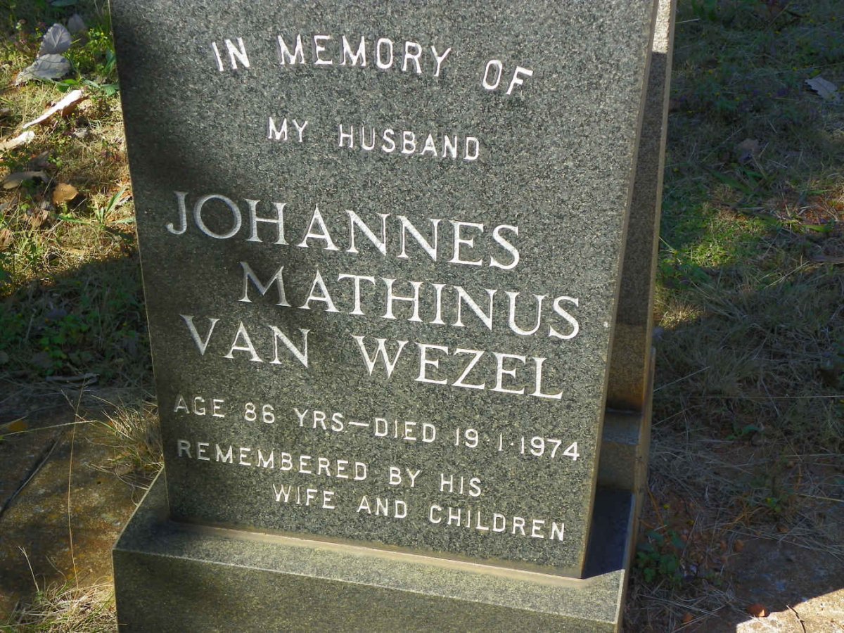 WEZEL Johannes Mathinus, van -1974
