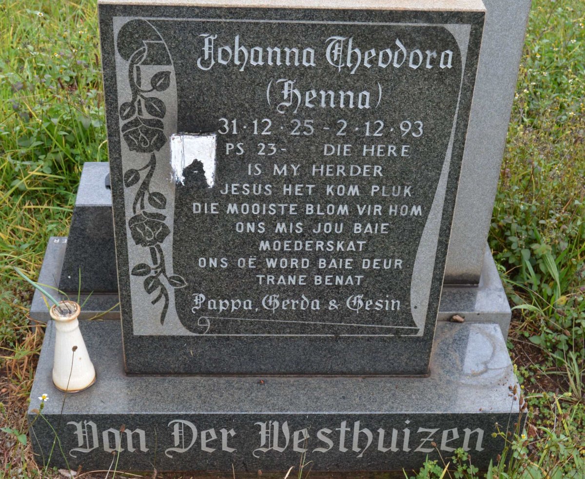 WESTHUIZEN Johanna Theodora, van der 1925-1993
