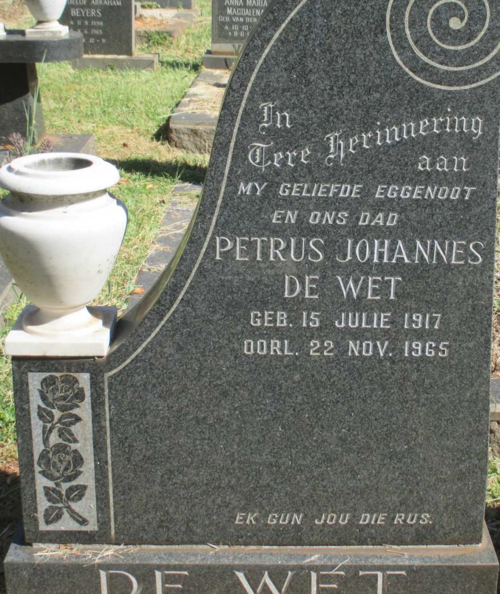 WET Petrus Johannes, de 1917-1965