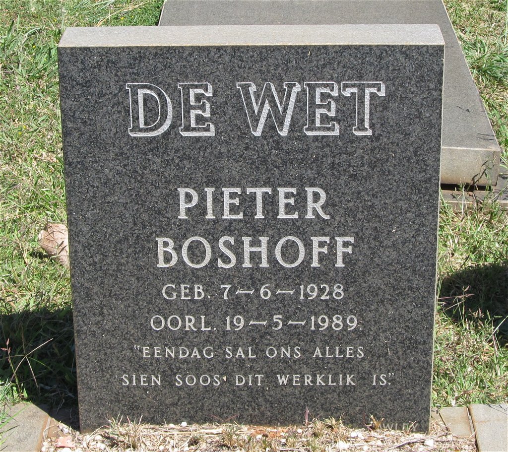 WET Pieter Boshoff, de 1928-1989
