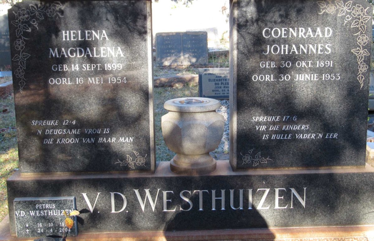 WESTHUIZEN Coenraad Johannes, v.d. 1891-1953 &amp; Helena Magdalena 1899-1954