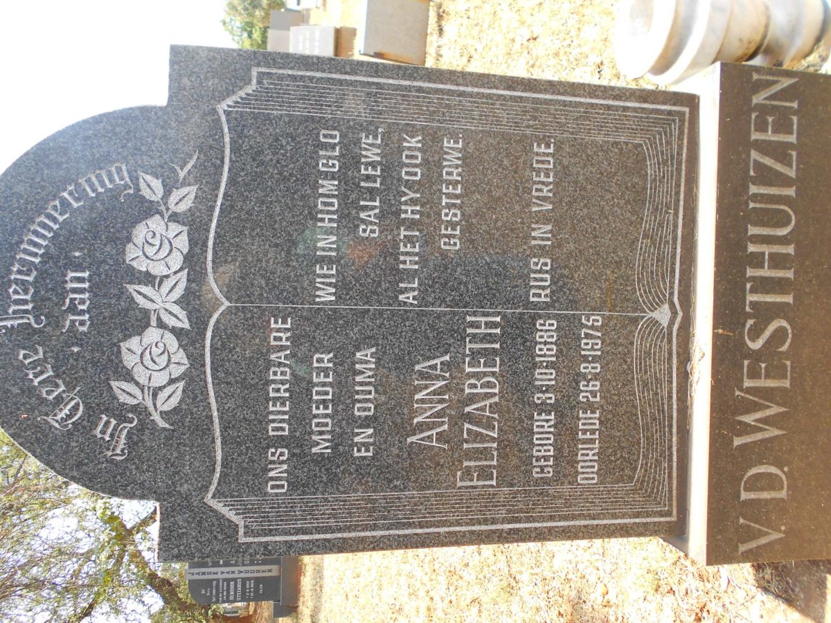 WESTHUIZEN Anna Elizabeth, v.d. 1886-1975