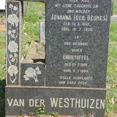 WESTHUIZEN Christoffel, van der 1881-1968 &amp; Johanna BEUKES 1887-1959