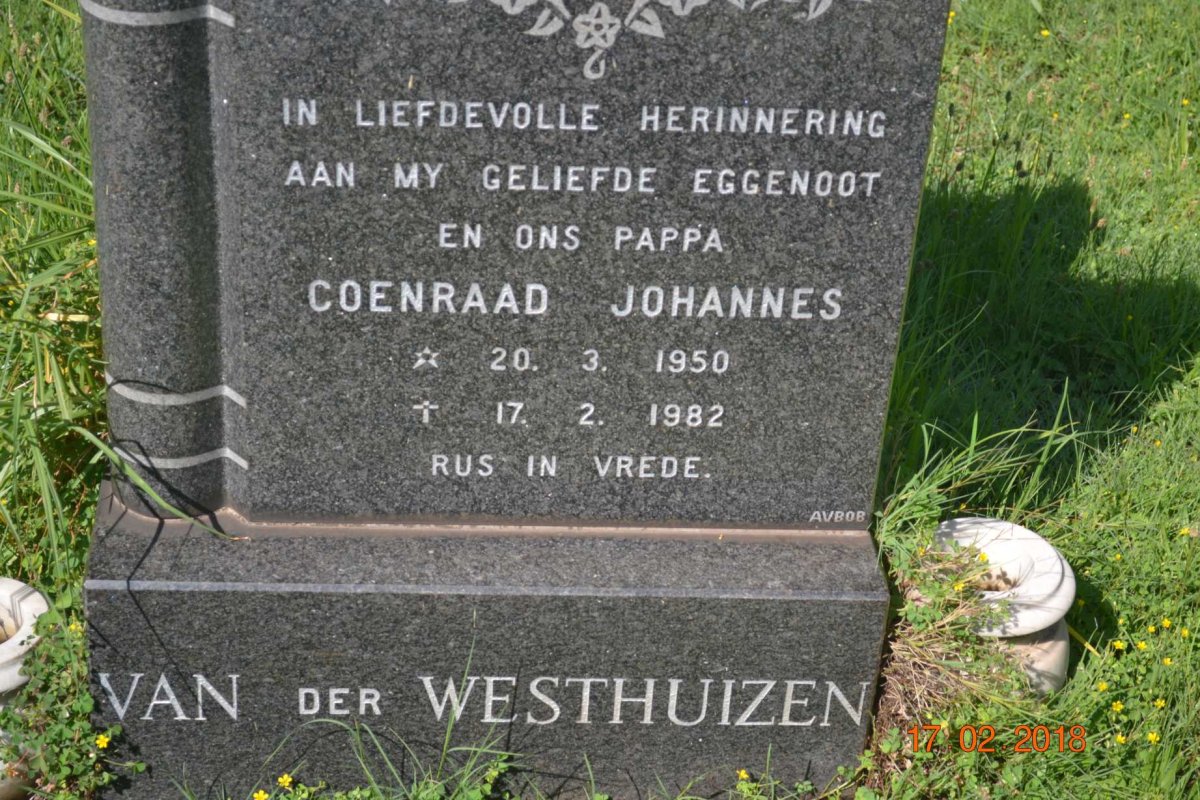 WESTHUIZEN Coenraad Johannes, van der 1950-1982