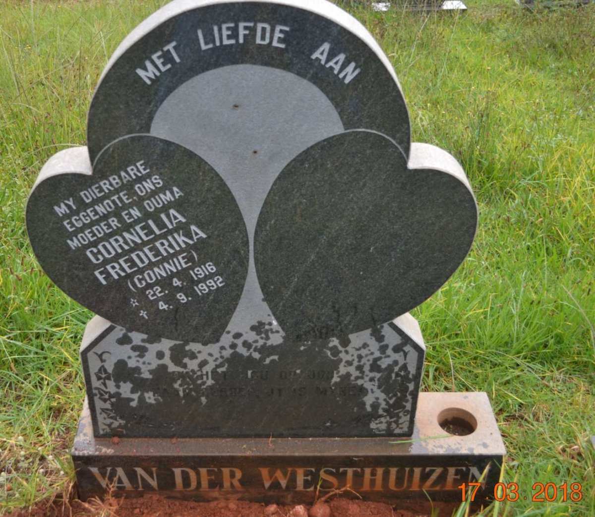 WESTHUIZEN Cornelia Frederika, van der 1916-1992