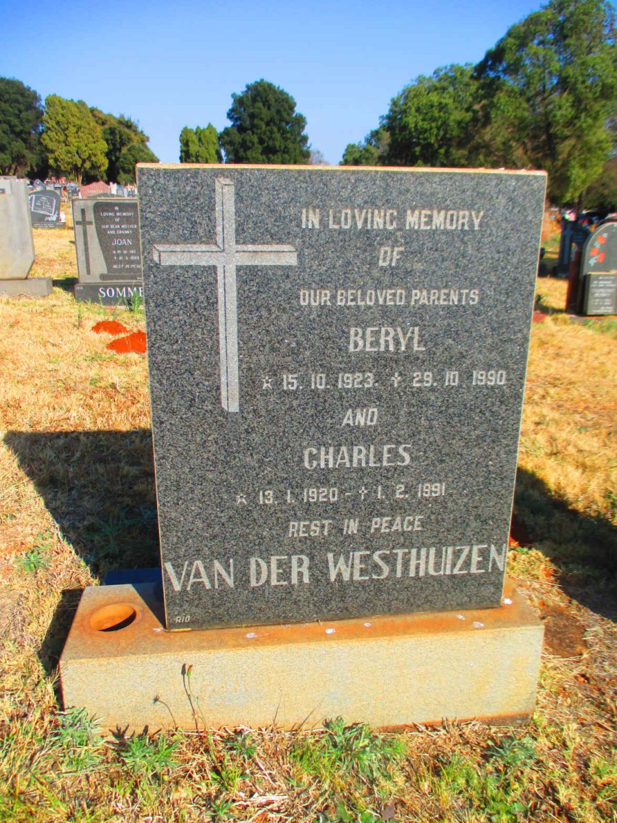 WESTHUIZEN Charles, van der 1920-1991 &amp; Beryl 1923-1990