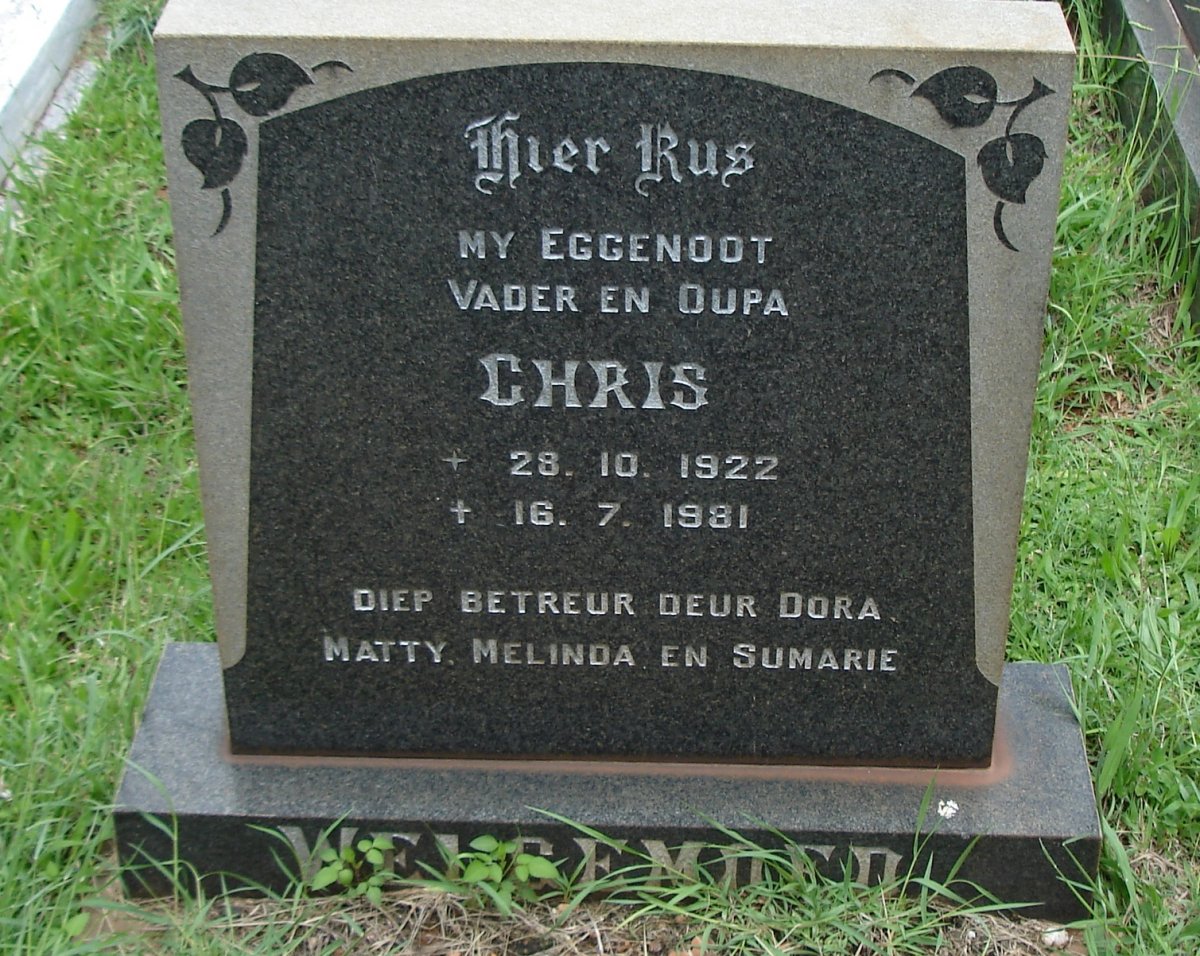 WELGEMOED Chris 1922-1981